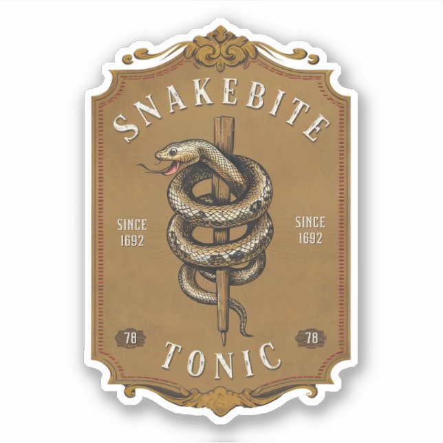 Sticker Étiquette Vintage Snakebite Tonic (Devant)