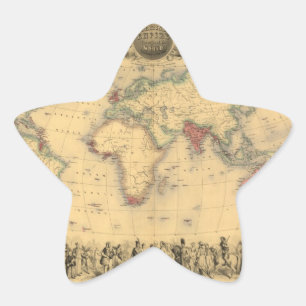 Sticker Étoile 1850's Map of British Empire Throughout the World