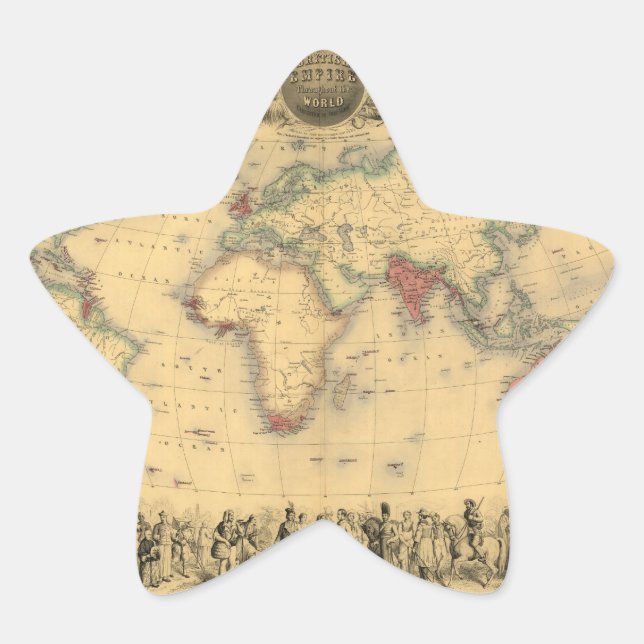 Sticker Étoile 1850's Map of British Empire Throughout the World (Devant)