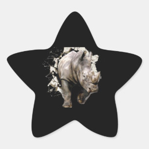 Sticker Étoile 3d Rhino - African Safari Animal Rhinoceros