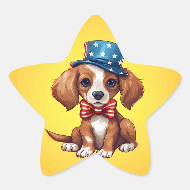 Sticker Étoile 4 juillet mignon Chien-71009 (Devant)