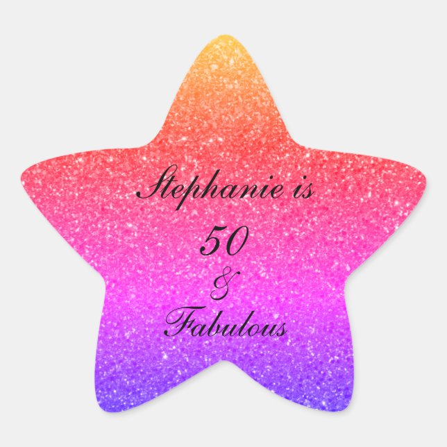 Sticker Étoile 50 Et Fabuleux Anniversaire Rose Black Violet Part (Devant)