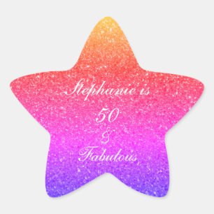 Sticker Étoile 50 Et Fabulous Anniversaire Pink Purple Parties sc