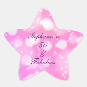 Sticker Étoile 50 Et Fabulous Anniversaire Rose Purple Glittery