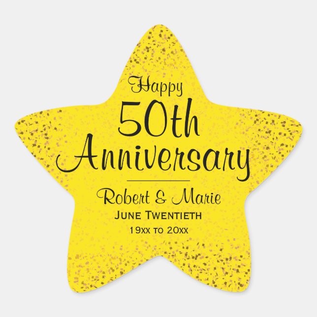 Sticker Étoile 50e Anniversaire Gold Parties scintillant Star Per (Devant)