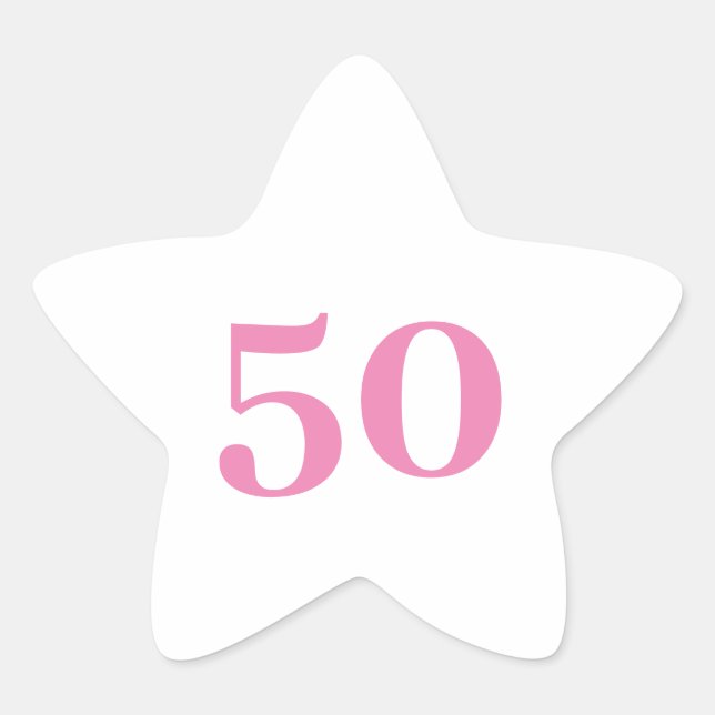 Sticker Étoile 50e Anniversaire rose sur mesure Numéro d'âge Cinq (Devant)