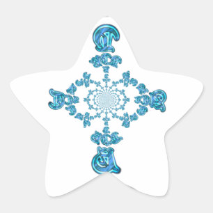 Sticker Étoile Action Cyan Turquoise Graffiti Abstrait Imprimer