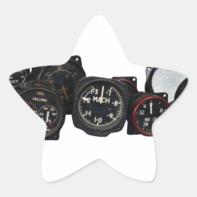 Sticker Étoile affichages des cadrans de vol des 2ÈME GUERRE MOND (Devant)