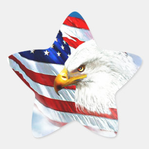 Sticker Étoile Aigle et drapeau américain