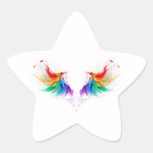 Sticker Étoile Ailes fluffy arc-en-ciel