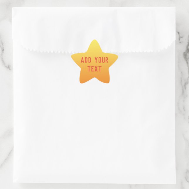 Sticker Étoile Ajouter Votre Modèle De Texte Jaune & Orange Ombre (Sac)