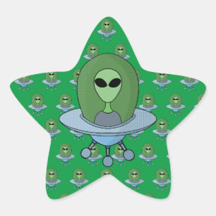 Sticker Étoile Alien dans son petit vaisseau spatial