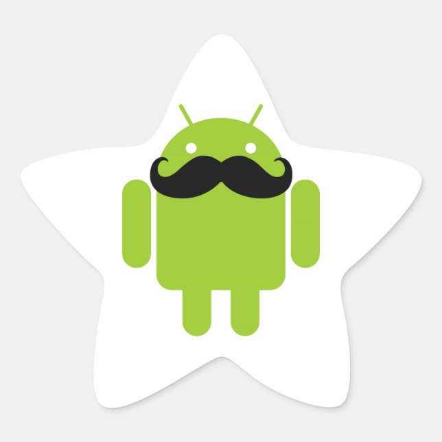 Sticker Étoile Android Robot Black Mustache Graphisme (Devant)