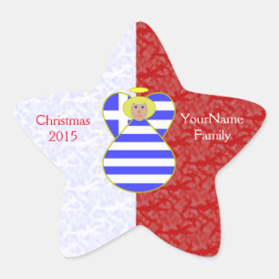 Sticker Étoile Ange Blond Grec Drapeau Rouge et Blanc Personnalis