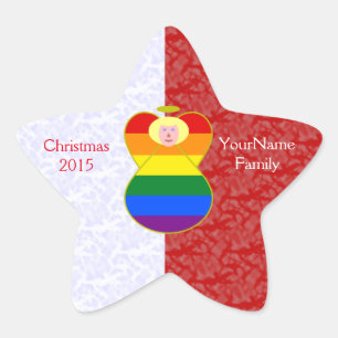 Sticker Étoile Ange de la fierté gay Cheveux blonds Rouge et blan