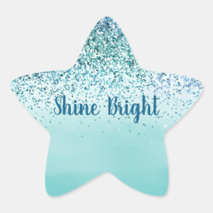 Sticker Étoile Aqua Blue Mint Parties scintillant Sparkle Ombre