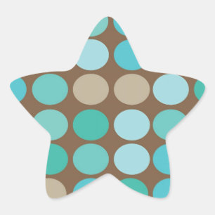 Sticker Étoile Aqua Blue Teal & Brown Dots Pattern