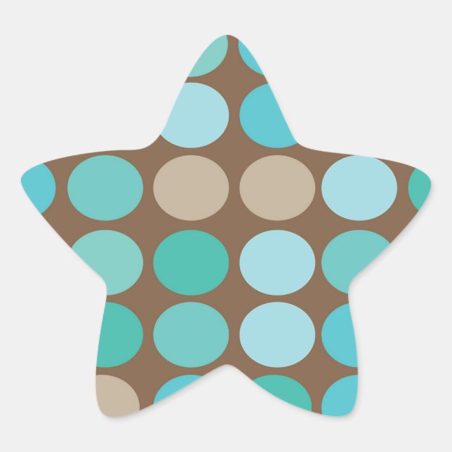 Sticker Étoile Aqua Blue Teal & Brown Dots Pattern (Devant)