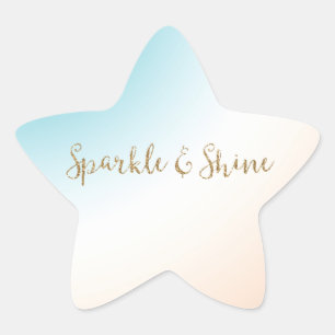Sticker Étoile Aqua Peach White Ombre Gold Parties scintillant Sp