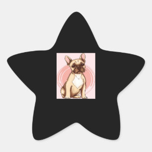 Sticker Étoile Aquarelle de chien taureau français Cadeaux Amo