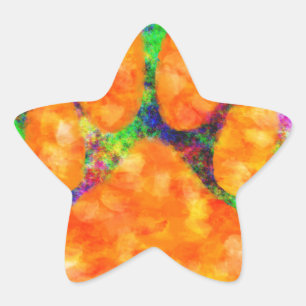 Sticker Étoile Aquarelle Empreinte de patte de chien