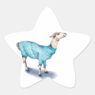 Sticker Étoile Aquarelle Llama en bleu Sweat