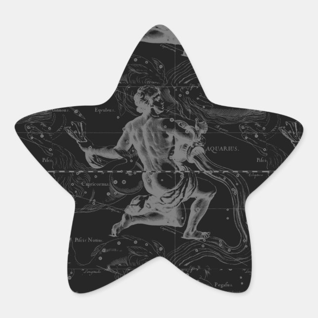 Sticker Étoile Aquarius Constellation Hevelius 1690 sur Noir (Devant)