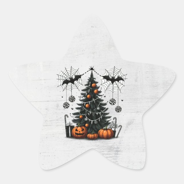 Sticker Étoile Arbre de citrouille de vacances (Devant)