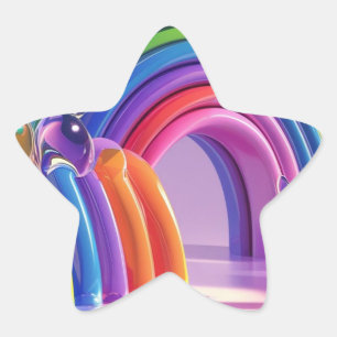 Sticker Étoile Arcs-en-ciel déformés