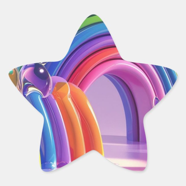 Sticker Étoile Arcs-en-ciel déformés (Devant)