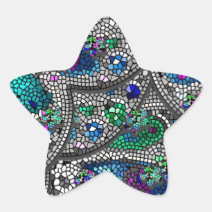 Sticker Étoile Argent Accents Mosaic Art