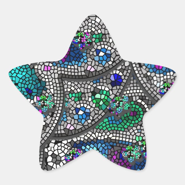 Sticker Étoile Argent Accents Mosaic Art (Devant)