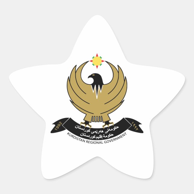 Sticker Étoile Armoiries du Kurdistan (Devant)