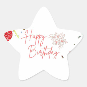 Sticker Étoile Arrière-plan de fête d'anniversaire en mise à plat