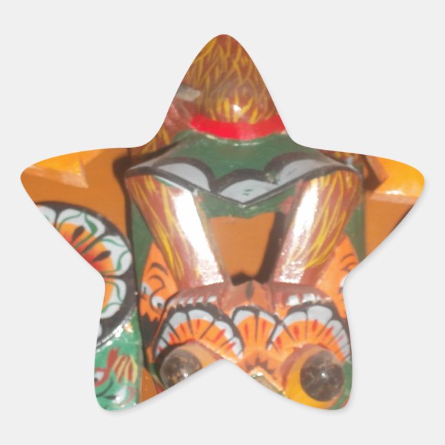 Sticker Étoile Art Culturel Unique - Design Sri-Lankais/Indonésie (Devant)