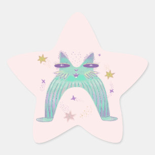 Sticker Étoile art de chat arc-en-ciel