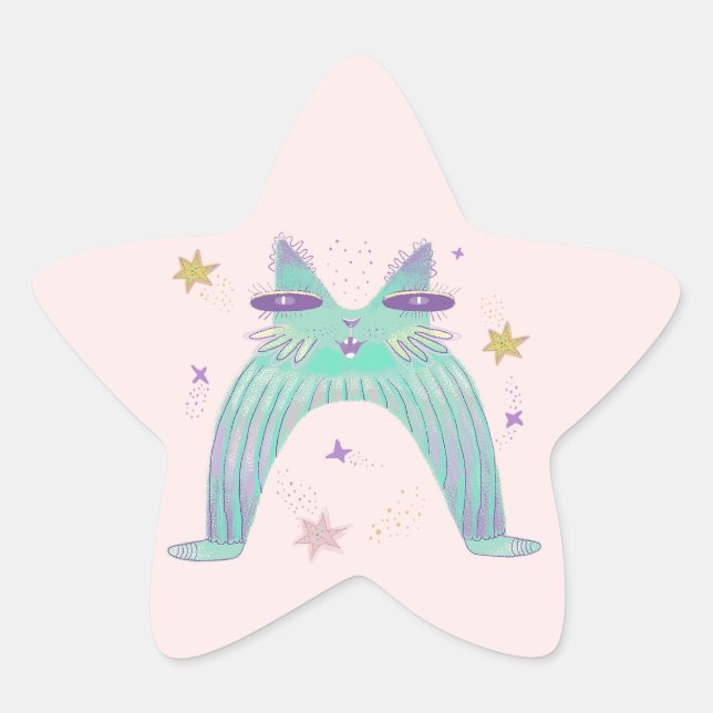 Sticker Étoile art de chat arc-en-ciel (Devant)