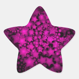 Sticker Étoile Art fractal étoiles néon rose vif