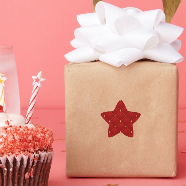 Sticker Étoile Art nouveau rouge et or (Fête)