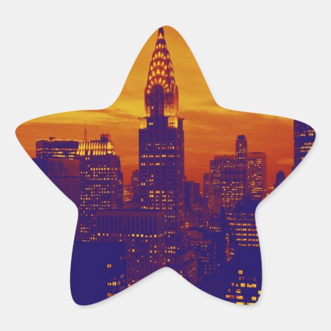 Sticker Étoile Art pop orange bleu New York City (Devant)