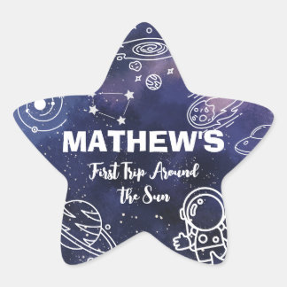 Sticker Étoile Astronaut Planètes spatiales 1er anniversaire garç