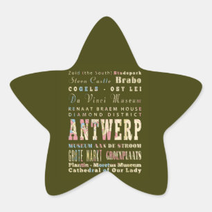 Sticker Étoile Attractions et endroits célèbres d'Anvers,