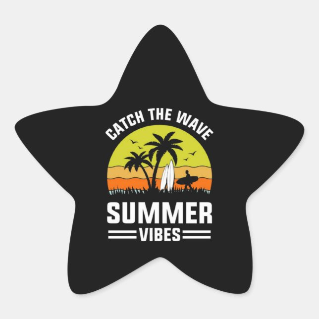 Sticker Étoile Attrapez la vague Vibes d'été-64193 (Devant)