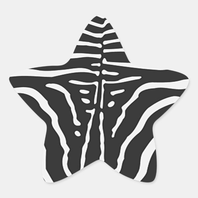 Sticker Étoile Authentic Zebra Skin Print - noir blanc strié (Devant)