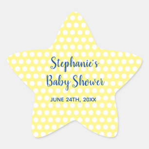 Sticker Étoile Baby shower garçon Pois jaune bleu garçon