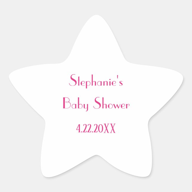 Sticker Étoile Baby shower Girls Pink Personnalisé Nom Élégant 20 (Devant)
