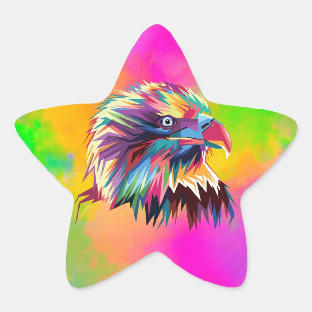 Sticker Étoile Bald Eagle géométrique Prismatic Design-80590 (Devant)