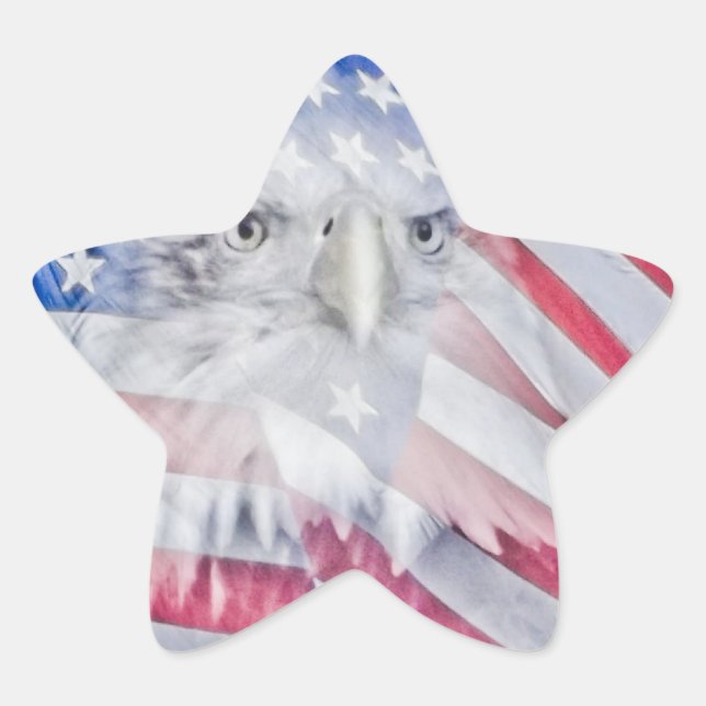 Sticker Étoile Bald Eagle Head & the American Flag (Devant)