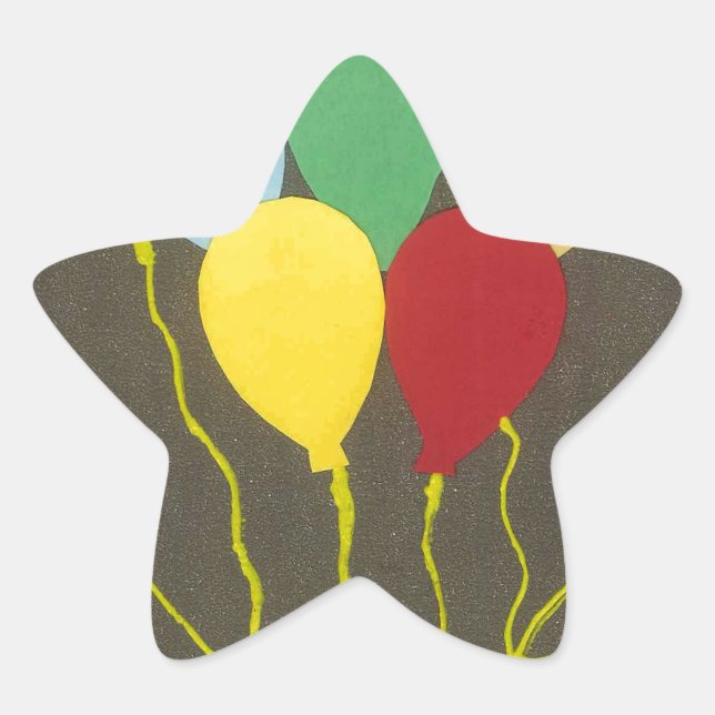 Sticker Étoile Ballons d'anniversaire colorés Design graphique (Devant)