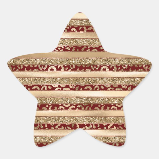 Sticker Étoile Bandes d'Empreinte de léopard Parties scintillant  (Devant)